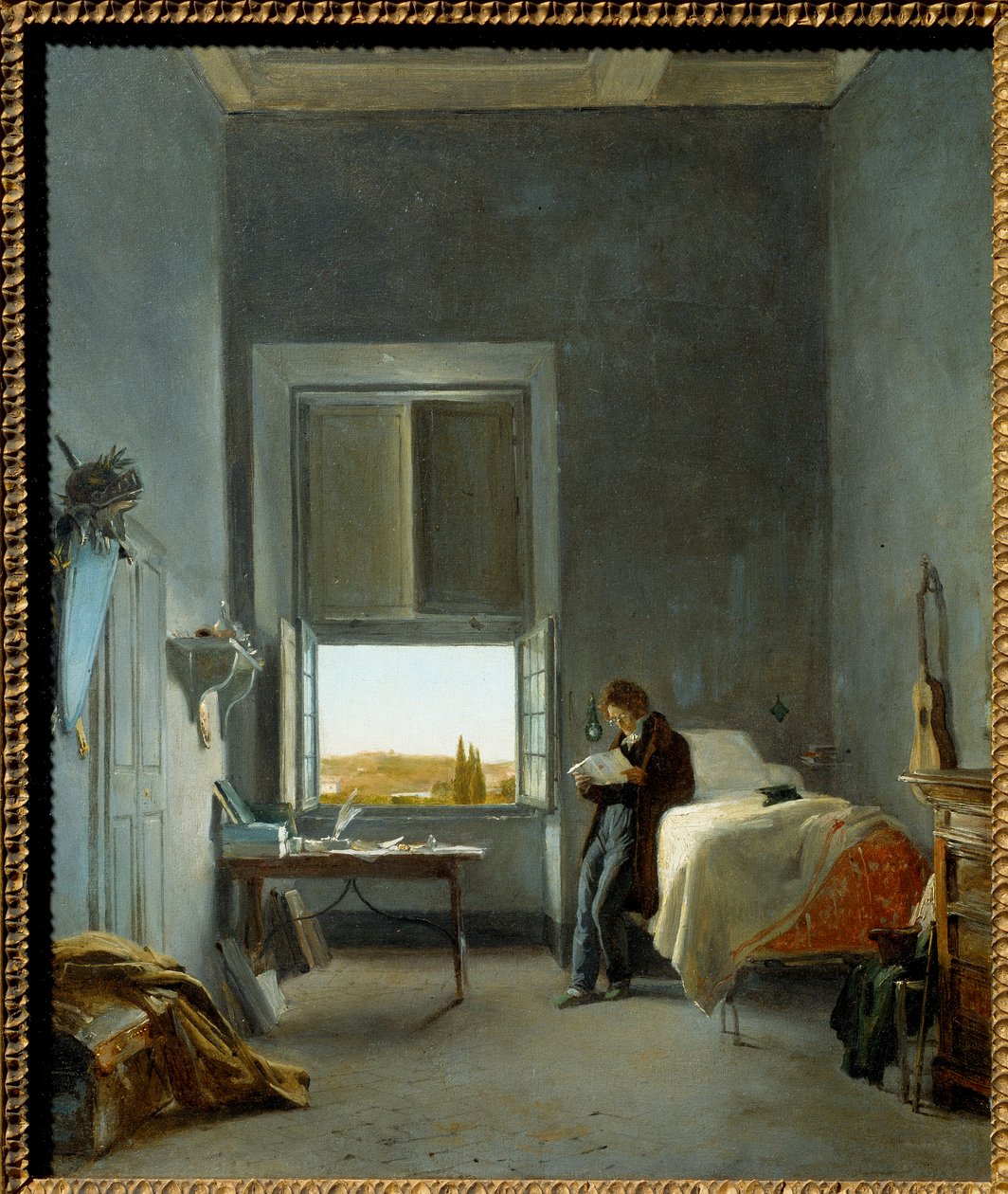 O artista no seu quarto na Villa Medici de Jules Coignet