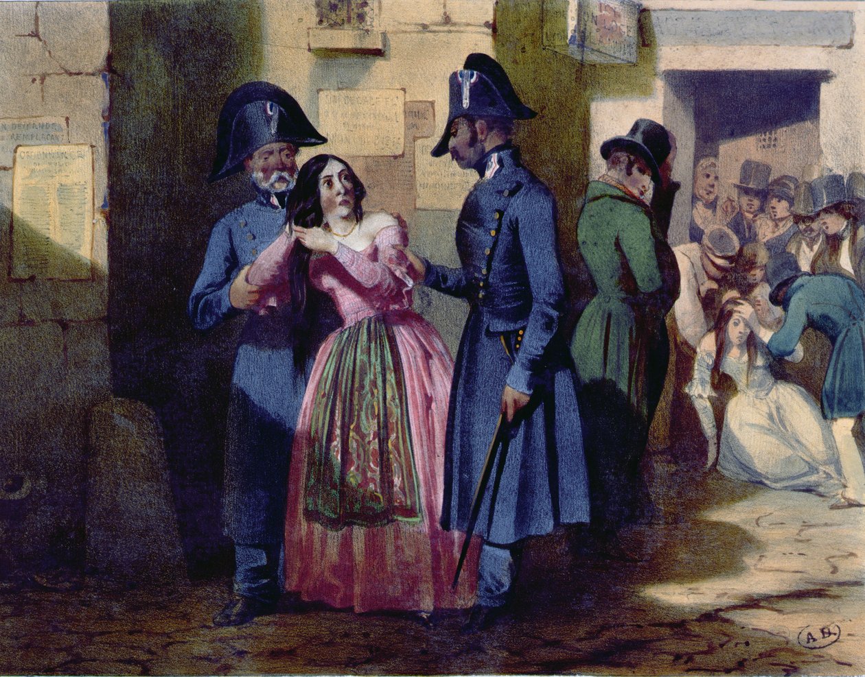 Detenção de uma prostituta pela polícia, c.1835 de Jules David