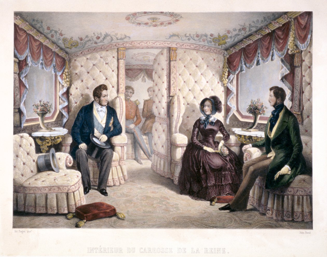 Rei Louis Philippe, Rainha Vitória e Príncipe Alberto na carruagem real, 1846.     de Jules David