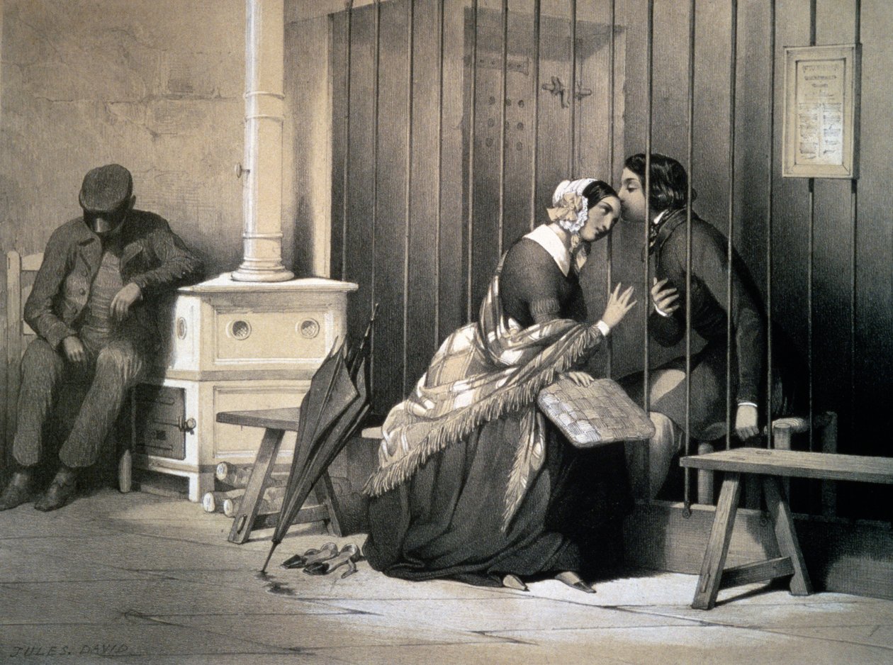Prisioneiro, por Jules David (1808-1892), gravura, França de Jules David
