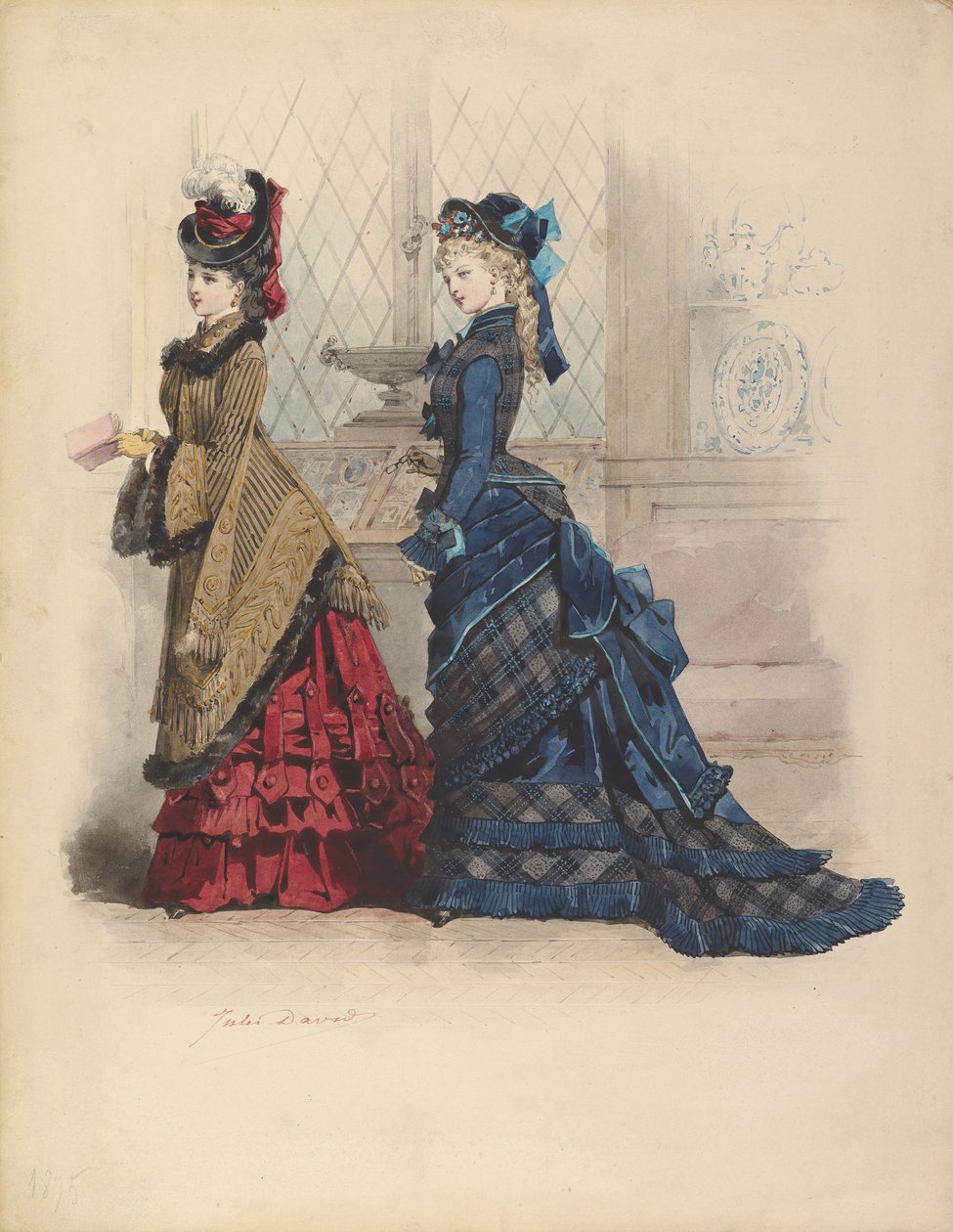 Duas mulheres em vestidos de dia, 1875. de Jules David