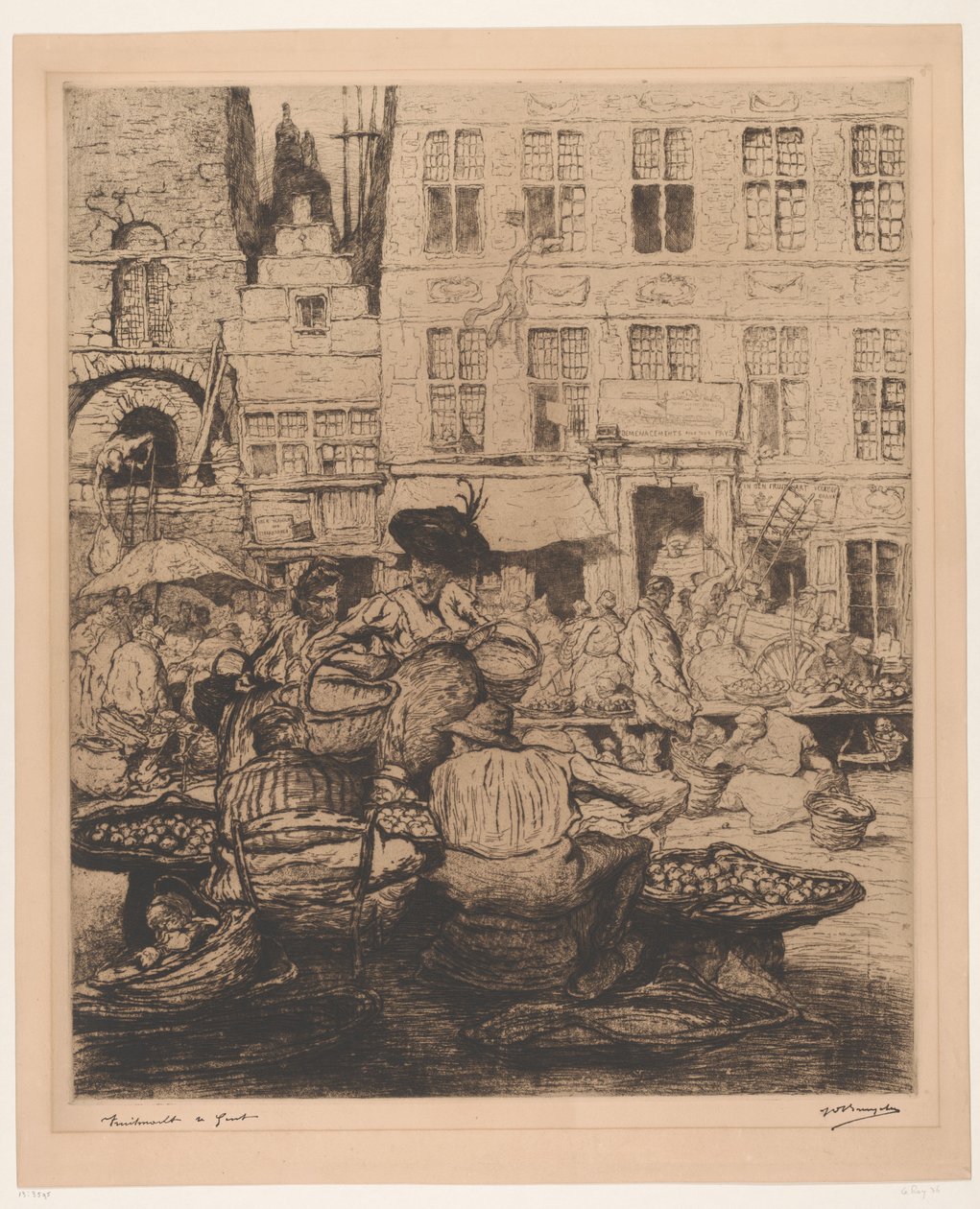 Paisagem urbana com mercado de fruta em Gand
Mercado de fruta em Gand (título sobre o objecto) de Jules De Bruycker (signed by artist)