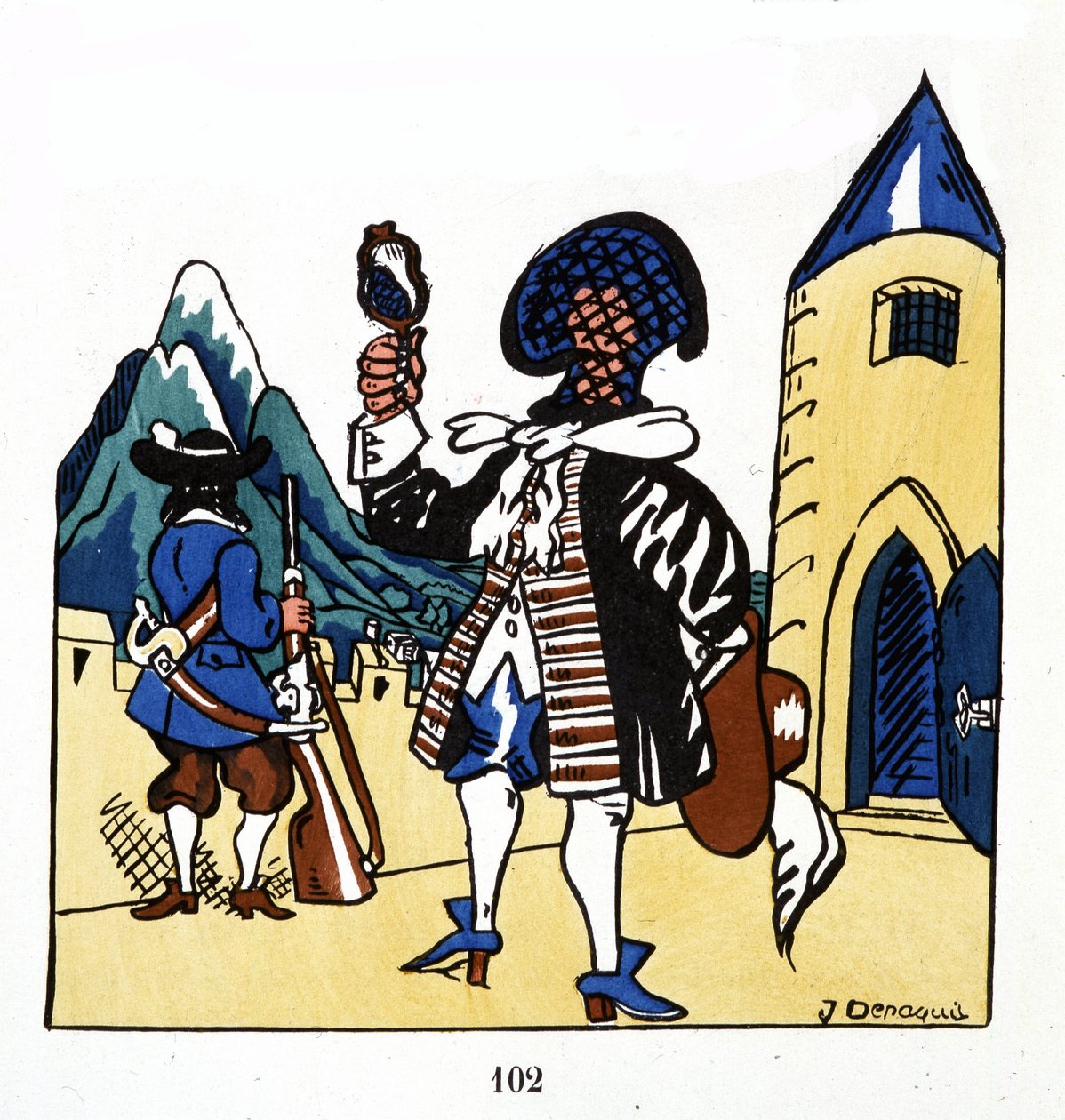 The Man with the Iron Mask - in "Histoire de France" ill. by Jules Depaquit, ed. Jonquières, Paris de Jules Depaquit