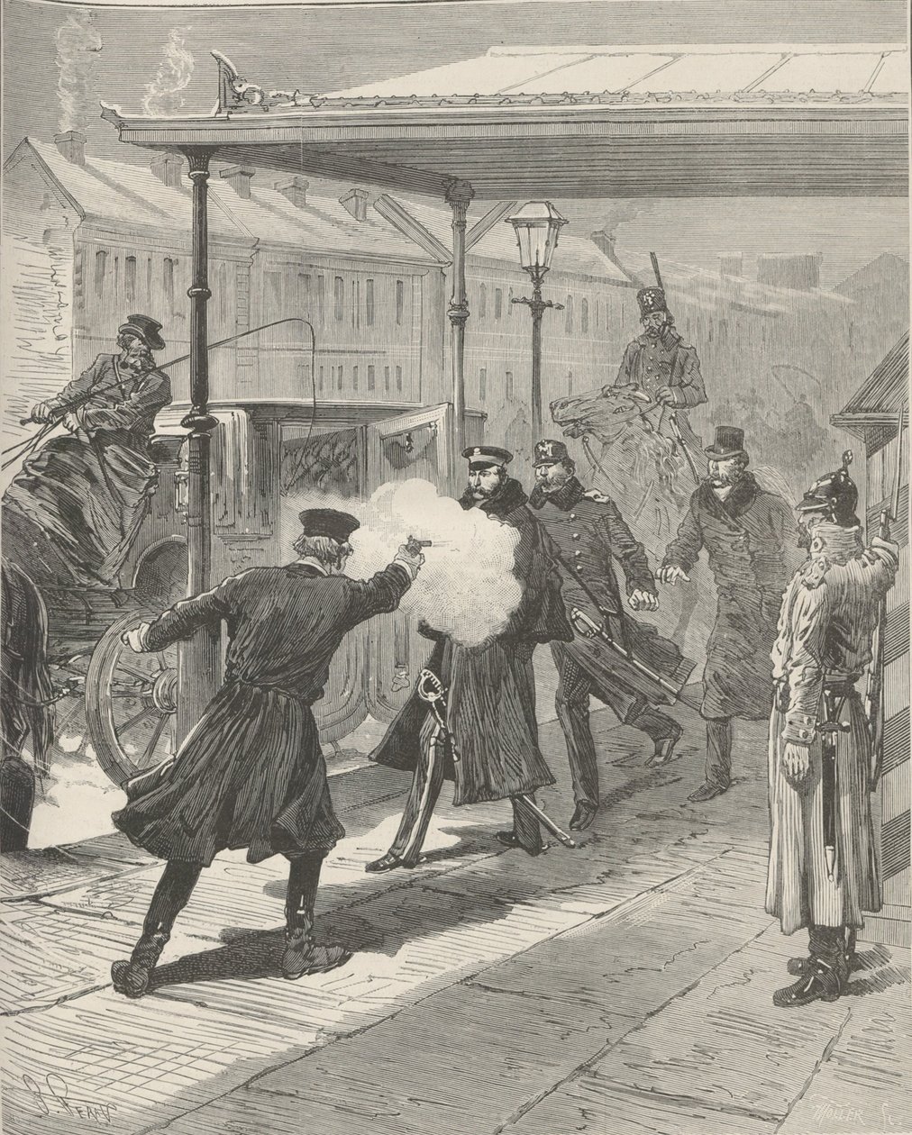 O Assassinato do Conde Mikhail Loris-Melikov. De Le Monde Illustré, 1880. de Jules Descartes Férat