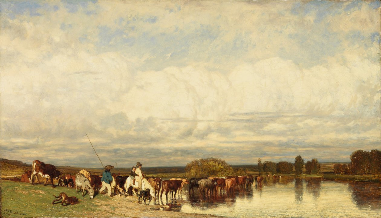 Vacas que cruzam um Ford, 1836. de Jules Dupré