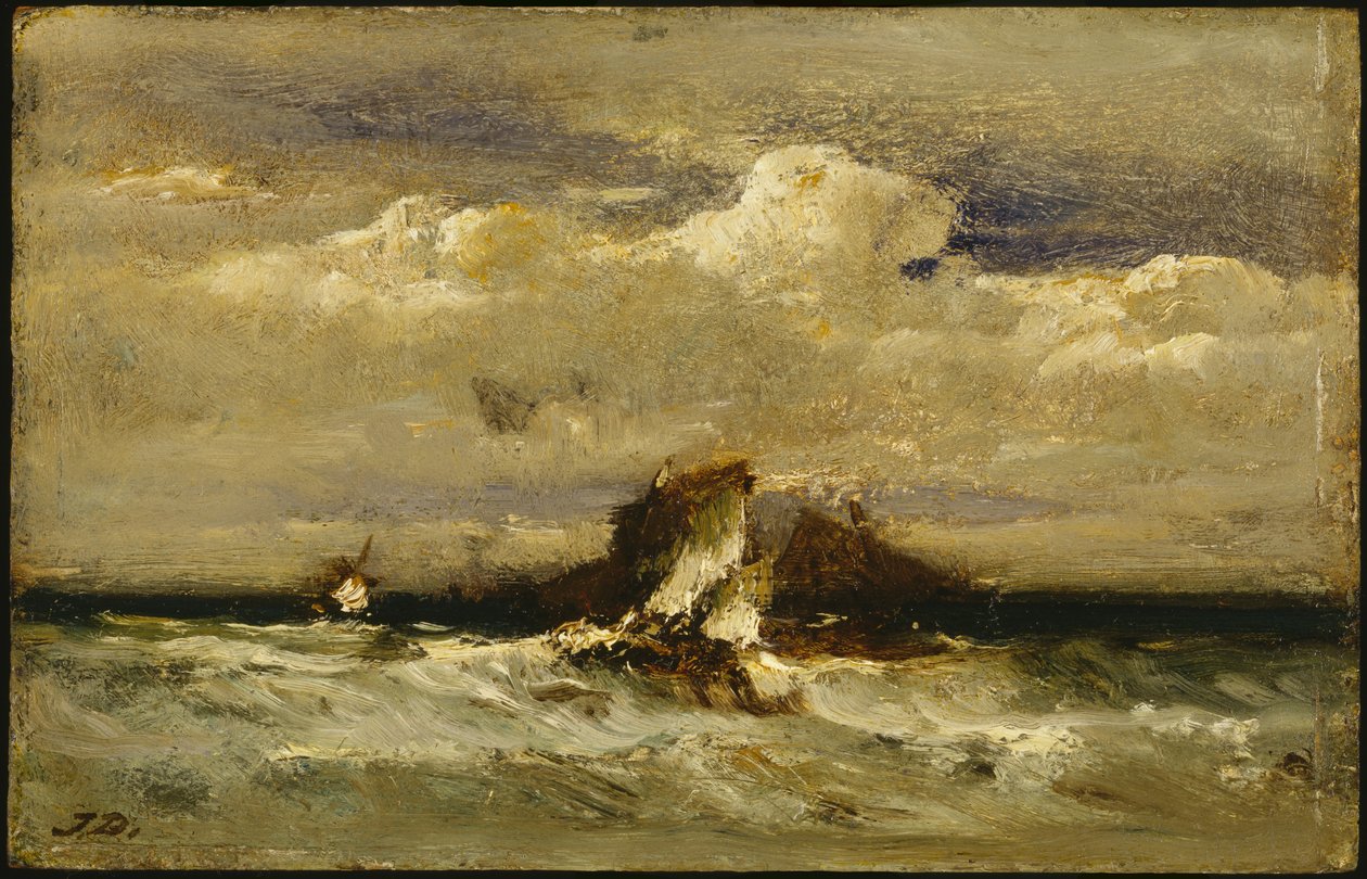 Seascape, c.1868-81 (óleo no painel comercialmente embalado) de Jules Dupré