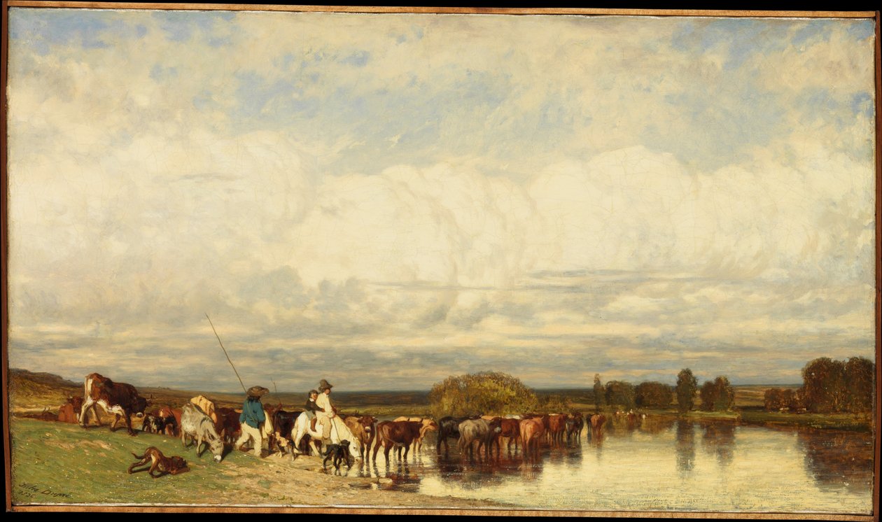 Vacas a atravessar um vau de Jules Dupré