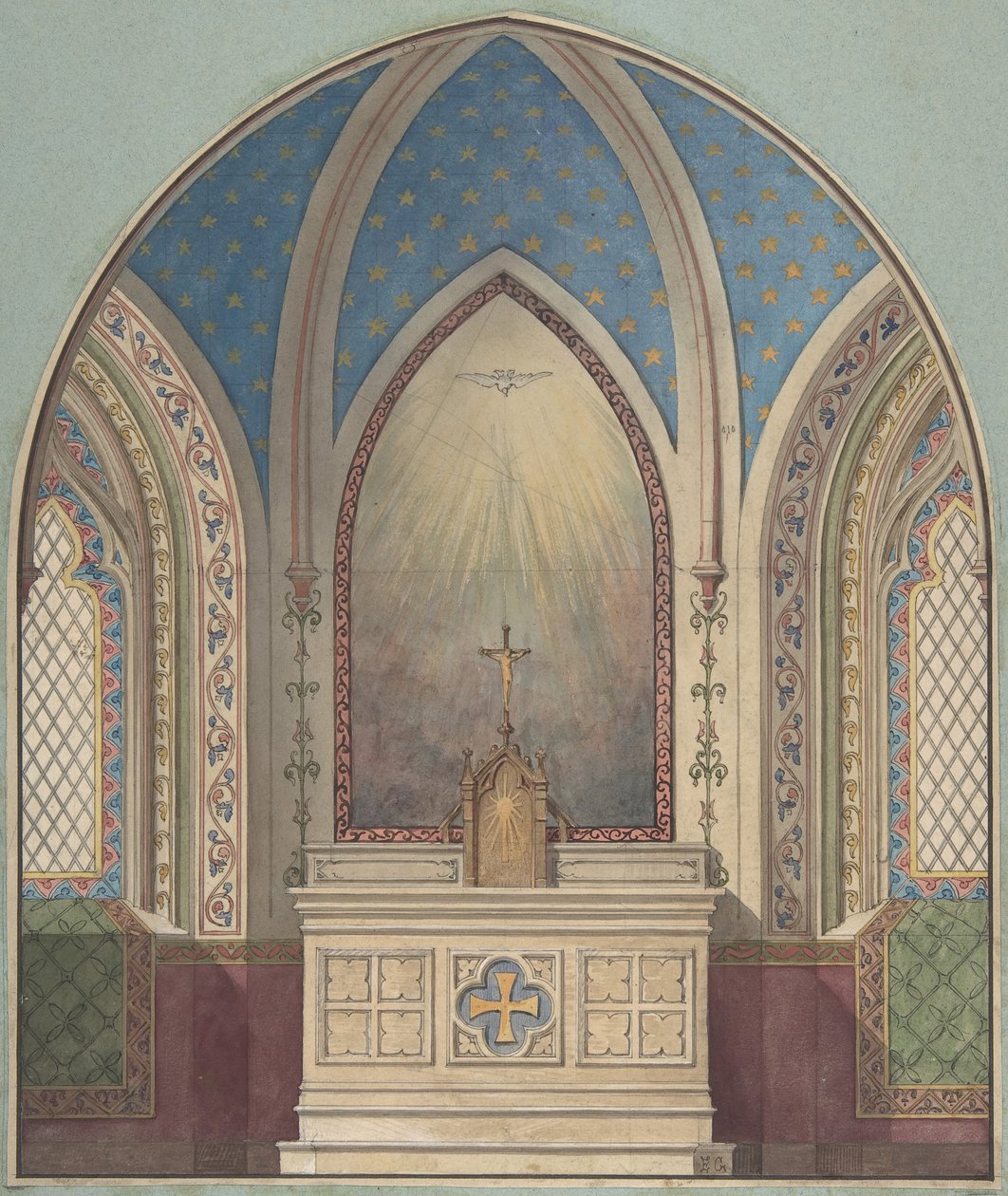 Projeto para Altar, Santa Clotilde, segunda metade do século XIX. Criadores: Jules-Edmond-Charles Lachaise, Eugène-Pierre Gourdet. de Jules Edmond Charles Lachaise and Eugène Pierre Gourdet