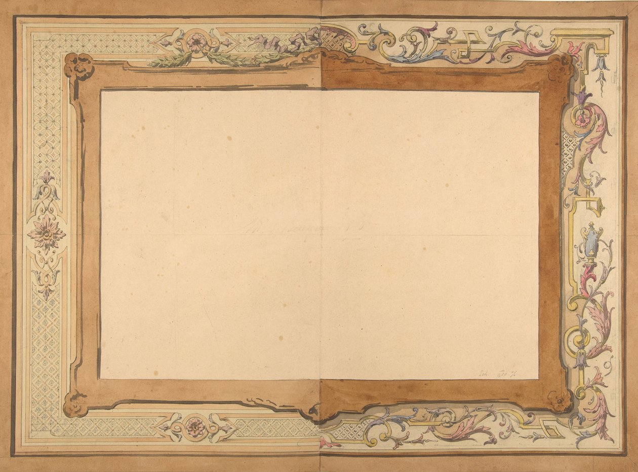 Projeto para um teto, segunda metade do século XIX. Criadores: Jules-Edmond-Charles Lachaise, Eugène-Pierre Gourdet. de Jules Edmond Charles Lachaise and Eugène Pierre Gourdet