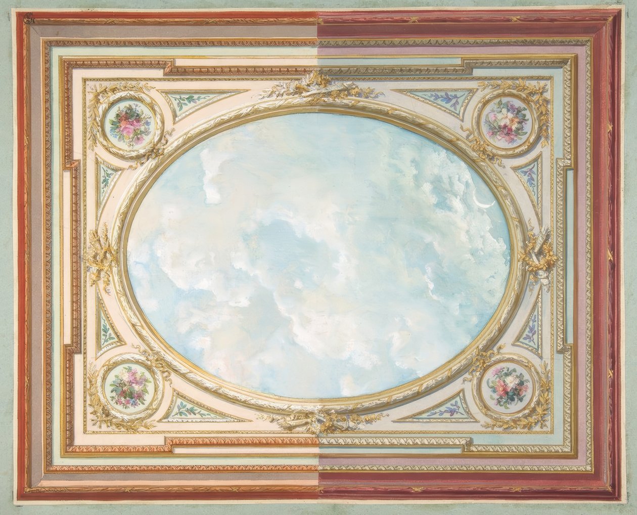 Projeto para um teto de trompe loeil sky de Jules Edmond Charles Lachaise