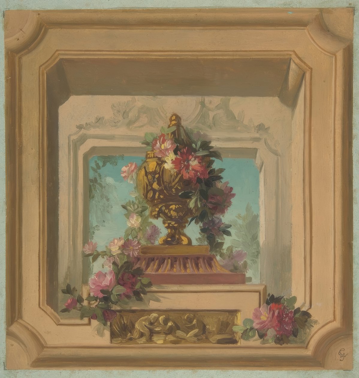 Trompe loeil design para um teto de Jules Edmond Charles Lachaise