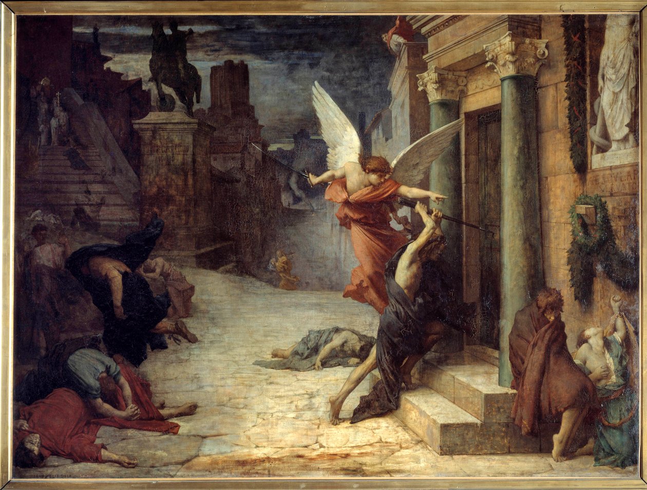 A peste em Roma Representação alegórica da flor a partir das portas. Pintura de Jules Elie Delaunay (1828-1891) 1869. Dim. 1,31 x 1,76 m Paris, musee d