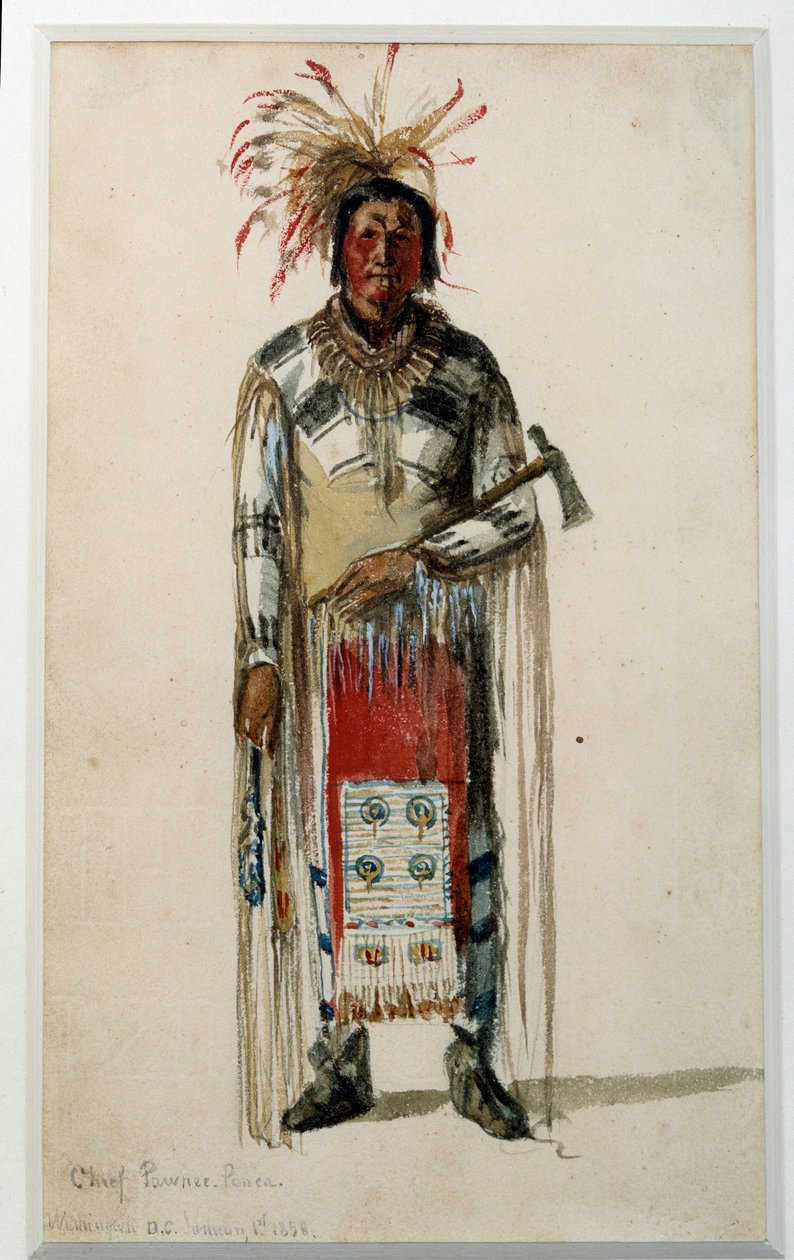 Índio da América: "Footprint of an Indian Chief of the Pawnee Ponca Tribe" Litografia de Jules Emile (Jules-Emile) Saintin (1829-1894) 1858 La Rochelle, Musee du Nouveau Monde de Jules Emile Saintin