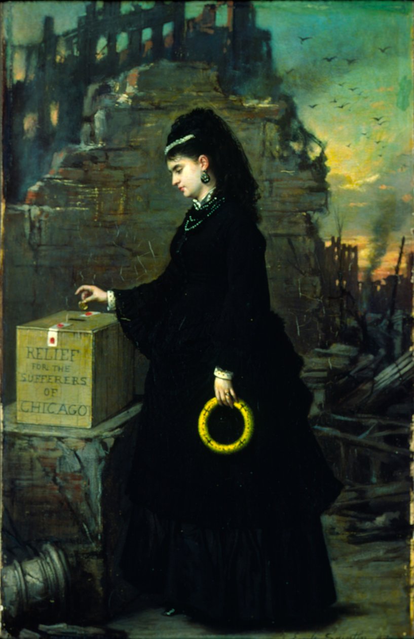 Alívio para os sofredores de Chicago, 1872 de Jules Emile Saintin
