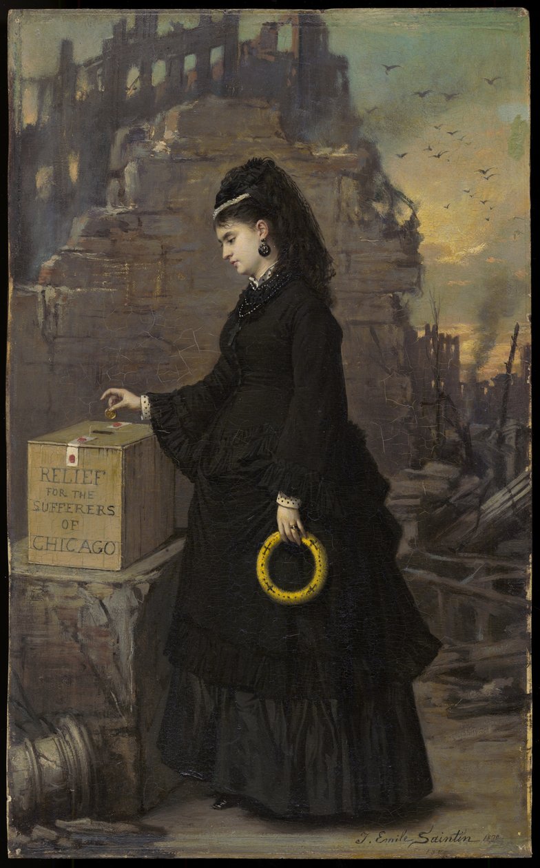 Alívio para os sofredores de Chicago, 1872 de Jules Emile Saintin