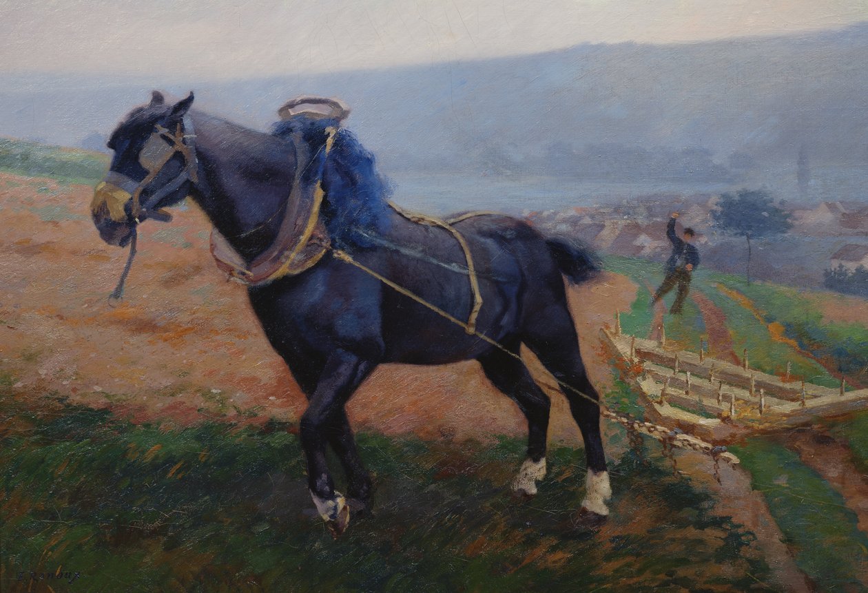 Paisagem em Romeny, o cavalo de Jules Ernest Renoux