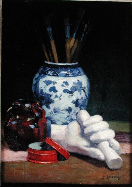 Ainda vida com um vaso azul de Jules Ernest Renoux