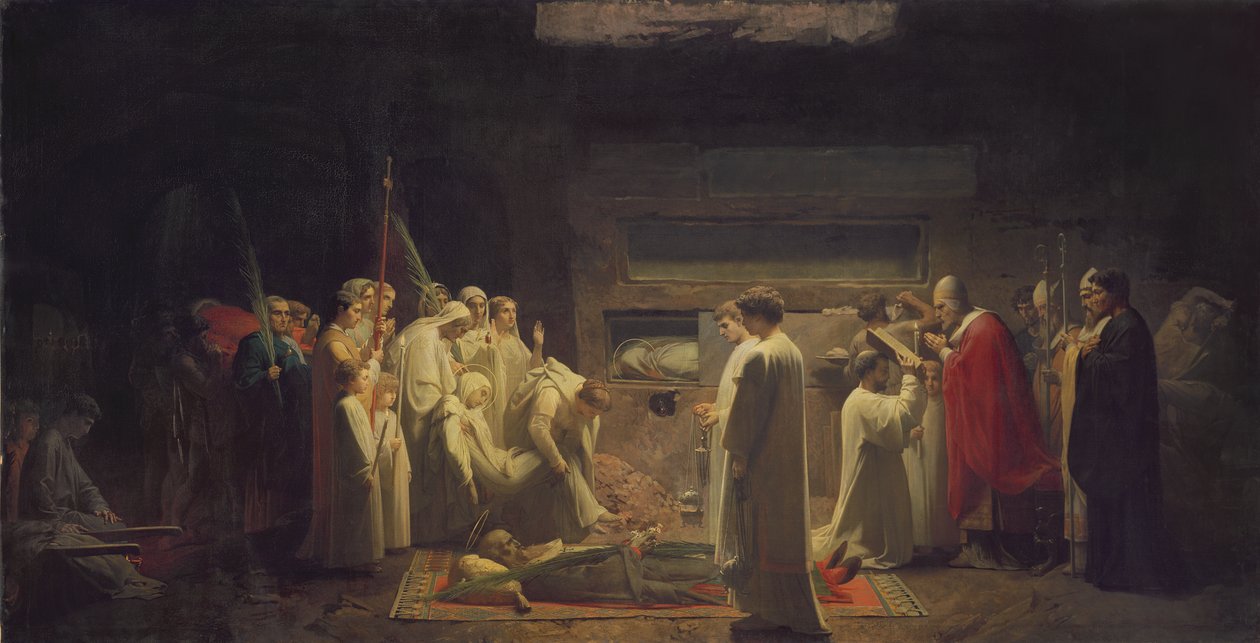 Os Mártires nas Catacumbas, 1855 de Jules Eugene Lenepveu