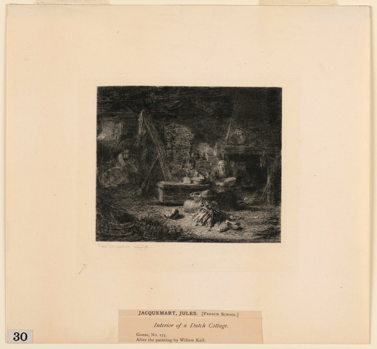 Interior de uma casa de campo holandesa, de "Etchings of Pictures in the Metropolitan Museum, New York" de Jules Ferdinand Jacquemart