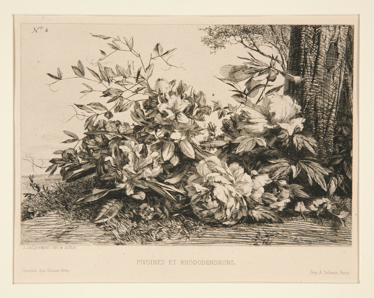 Peónias e Rododendros de Jules Ferdinand Jacquemart