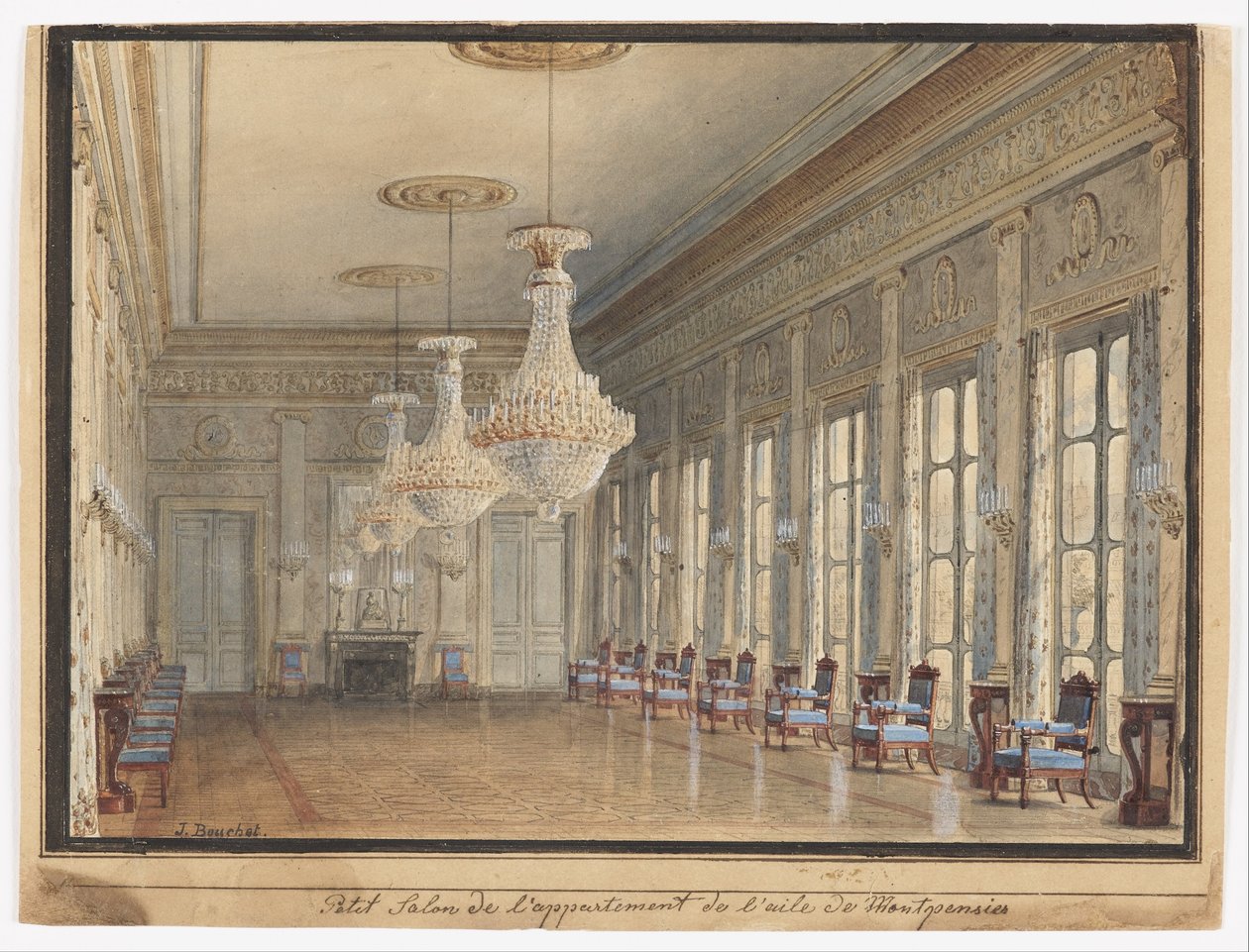 O salão na ala Montpensier, Palais Royal de Jules Frédéric Bouchet