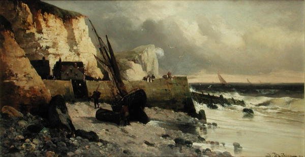 Pescar em um quebra-mar de Jules G Bahieu