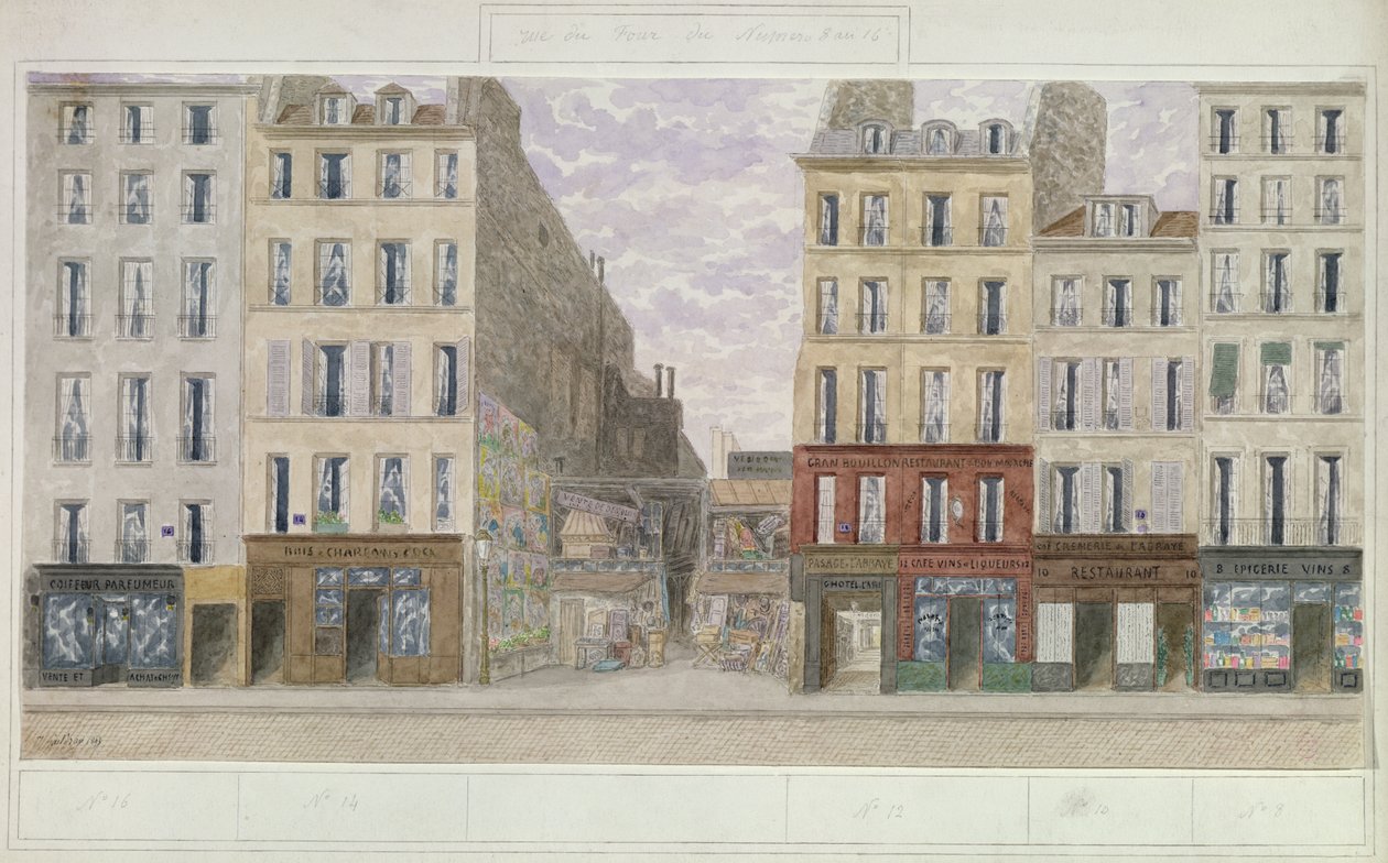 No.8 a No.16 rue du Four, Paris, França, 1893 (wc no papel) de Jules Gaildrau
