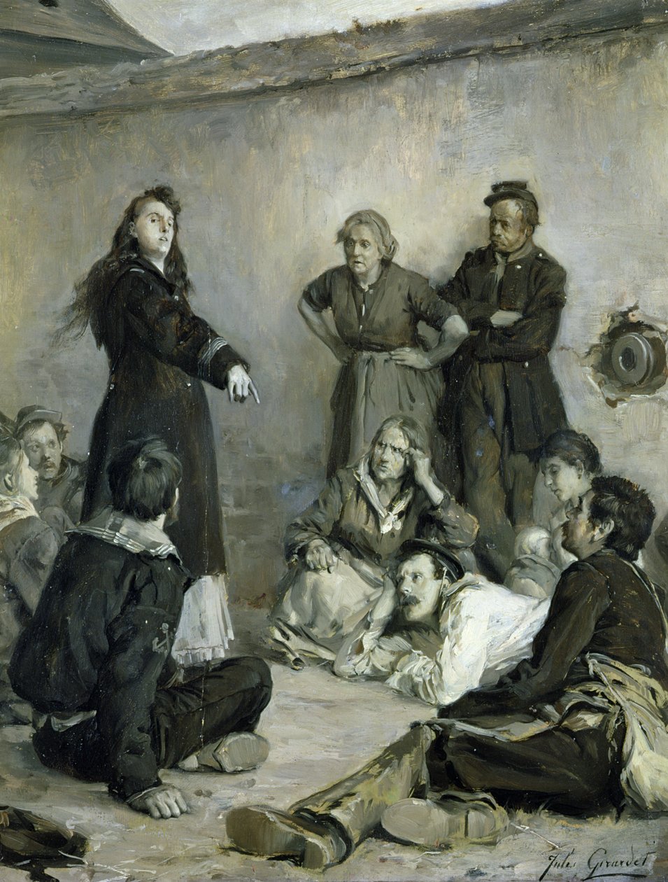 Louise Michel (1830-1905) Conversando com os Comunas (óleo sobre tela) de Jules Girardet
