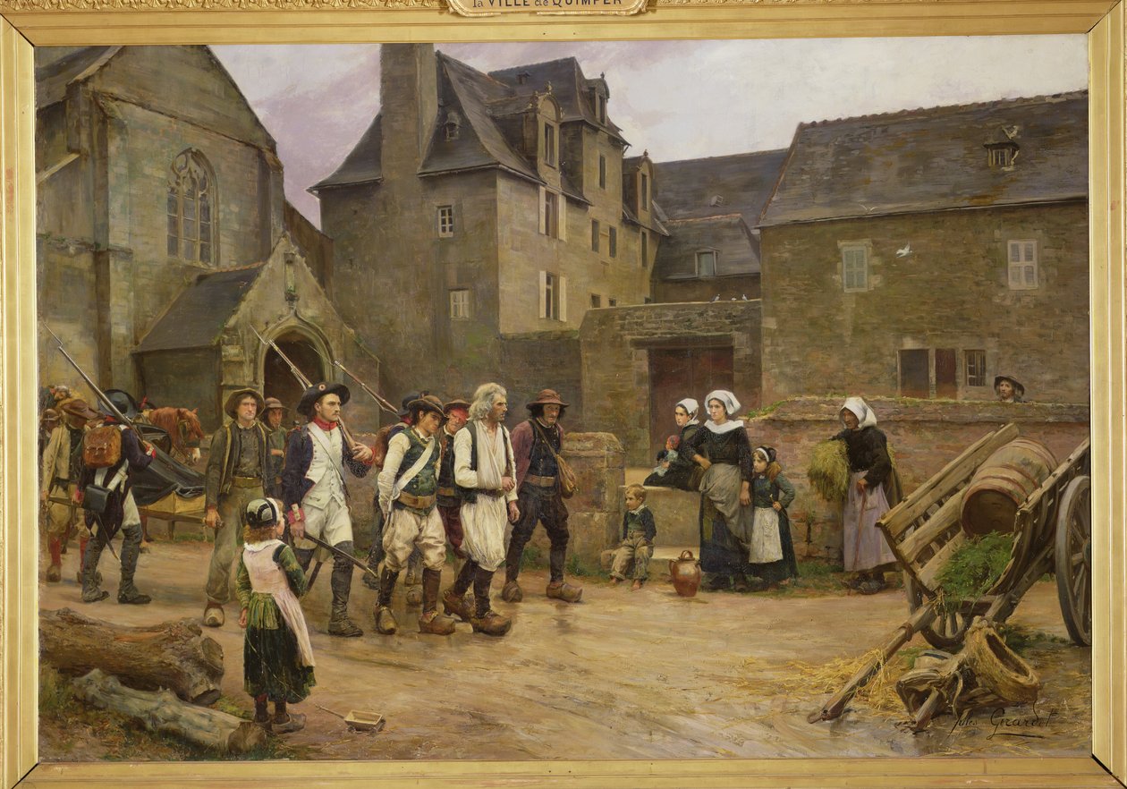 Os Revolucionários de Fouesnant Cercados pela Guarda Nacional em 1792, c.1886-87 (óleo sobre tela) de Jules Girardet