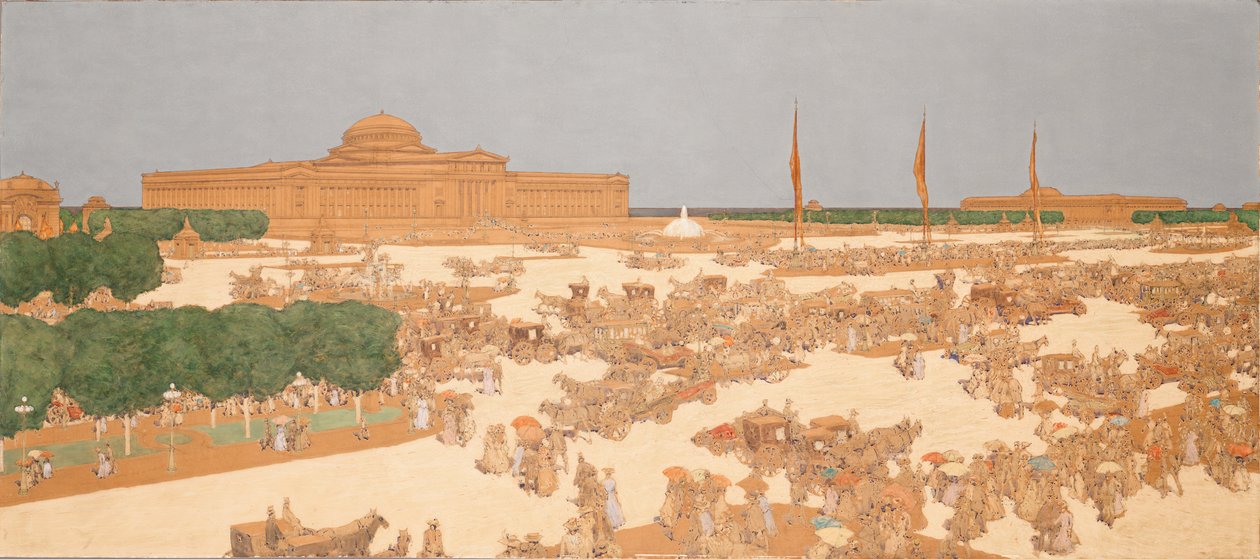 Pintura de Jules Guerin da Proposed Plaza na Michigan Avenue (aquarela) de Jules Guerin