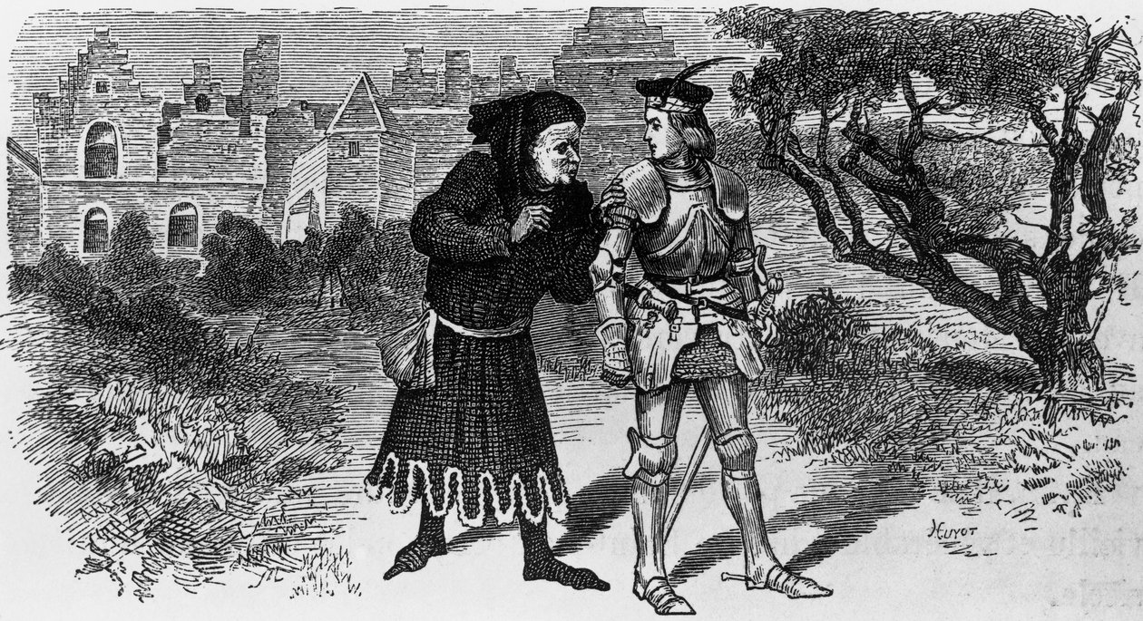 Ilustração para Quentin Durward, romance histórico de Walter Scott (1771-1832), gravura de Jules Huyot (1841-1921) de Jules Huyot