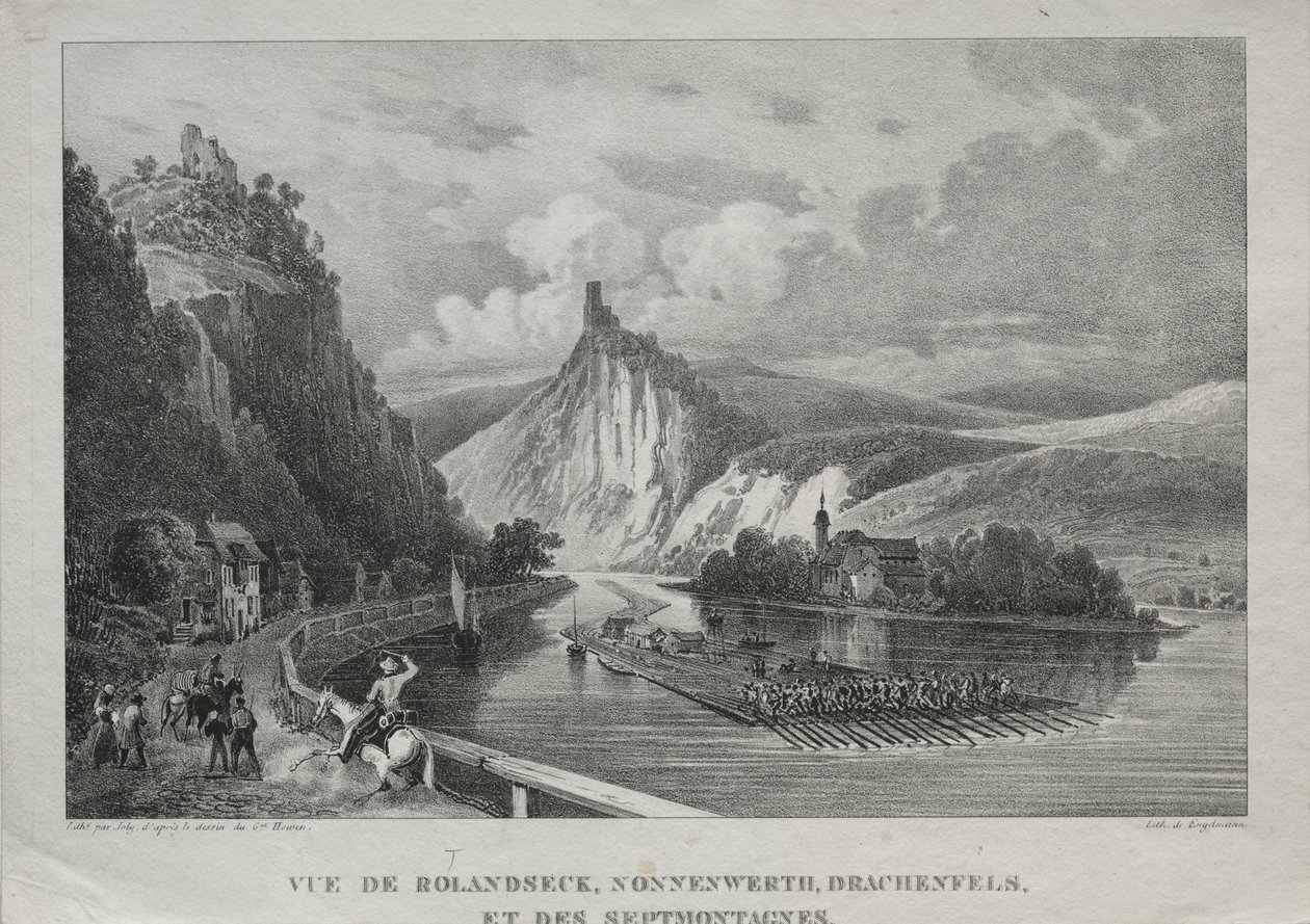 Vista de Rolandseck, Nonnenwerth, Drachenfels e Siebenbirge. de Jules Jean Baptiste de Joly
