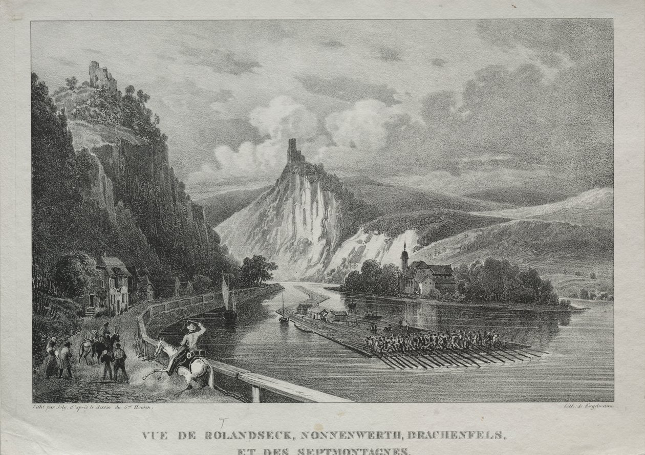 Vista de Rolandseck, Nonnenwerth, Drachenfels e Siebenbirge de Jules Jean Baptiste de Joly