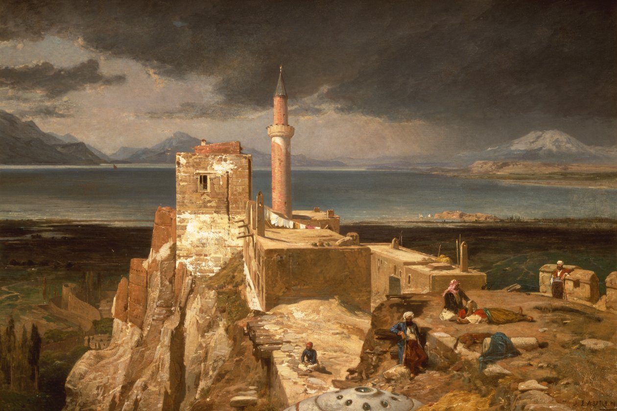 Lago e Fortaleza de Van, Armênia (óleo sobre tela) de Jules Joseph Augustin Laurens