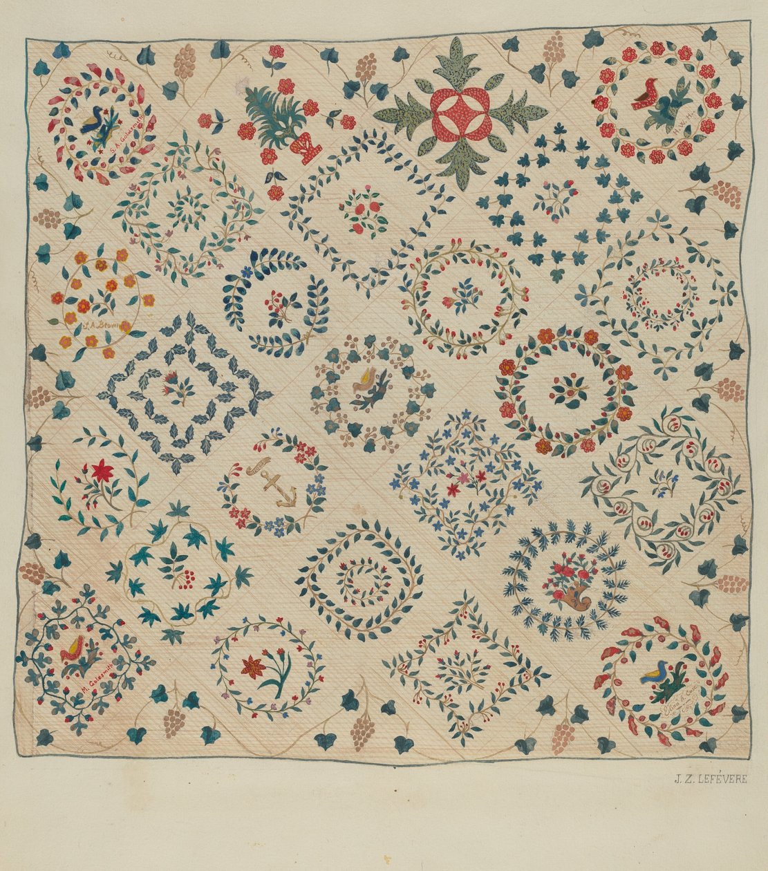 Applique Coverlet, c. 1936. de Jules Lefevere