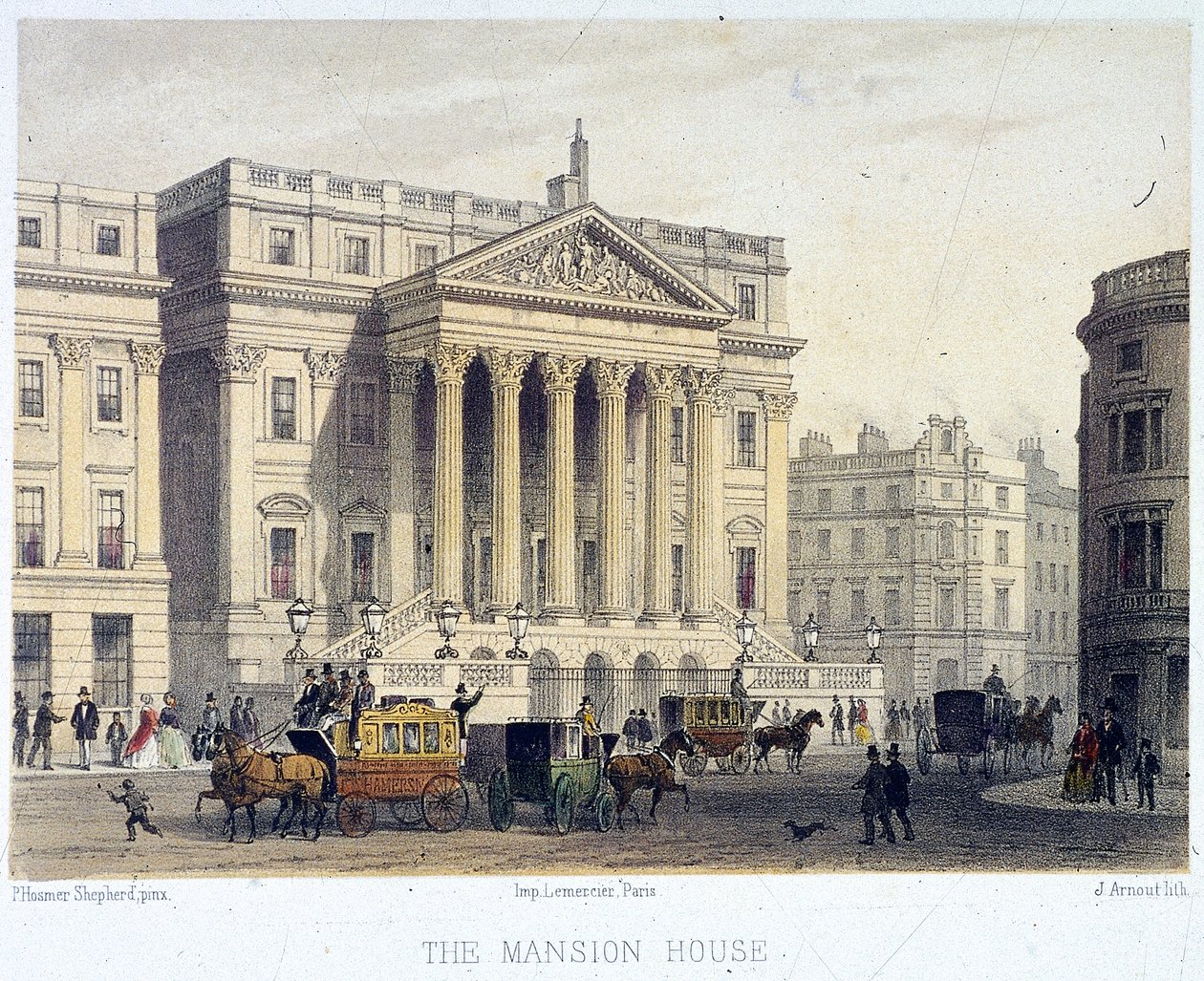 Mansion House exterior, Londres, 1854 de Jules Louis Arnout