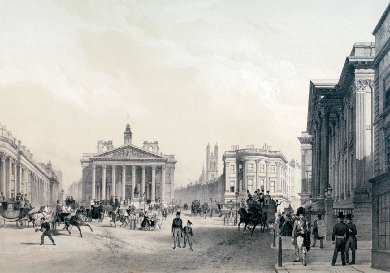 The Bank of England, Royal Exchange and Mansion House, c1850 de Jules Louis Arnout