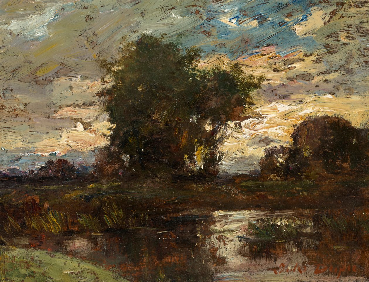 Céu nocturno sobre águas paradas de Jules Louis Dupré