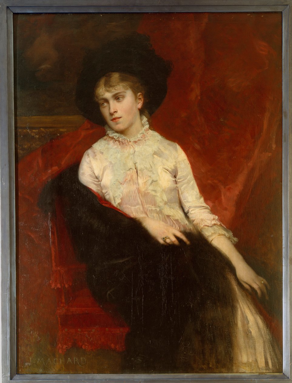 Retrato de Jeanine Dumas Davy de la Pailleterie (1867-1943) filha de Alexandre Dumas filho e mulher de Ernest Hauterive Pintura de Jules Louis Machard (1839-1900) Villers Cotterets do século XIX. Museu Alexandre Dumas de Jules Louis Machard