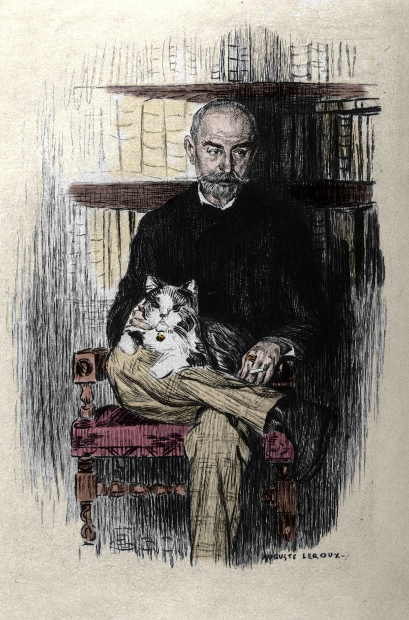 Retrato de Joris Karl Huysmans (1848-1907), escritor e crítico literário. Desenho de Auguste Leroux (1871-1954). de Jules Marie Auguste Leroux