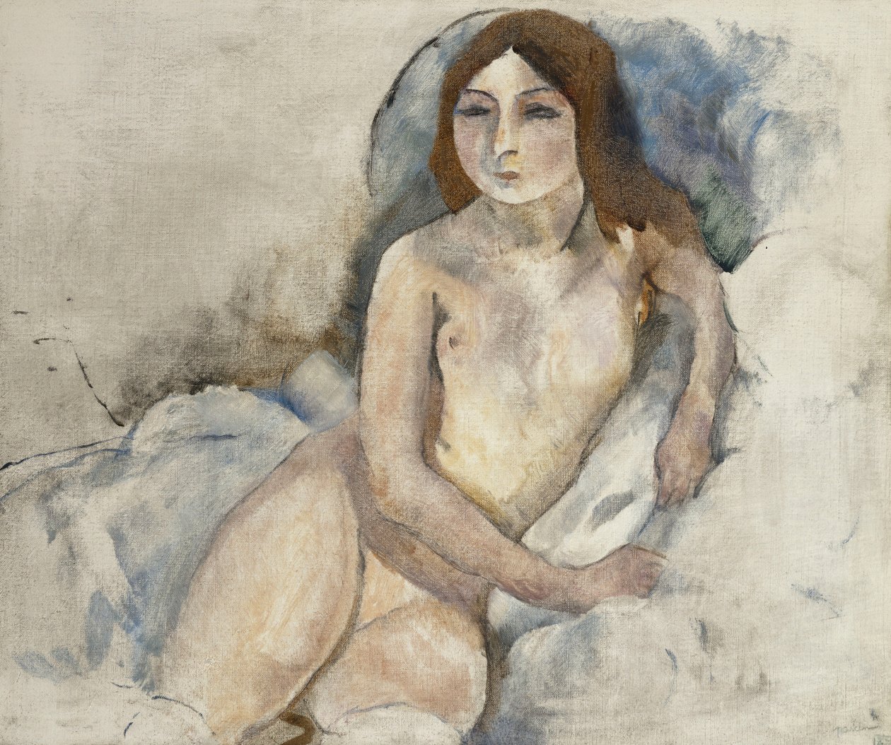 Menina loira posando; Menina loira jovem posando, 1912 de Jules Pascin