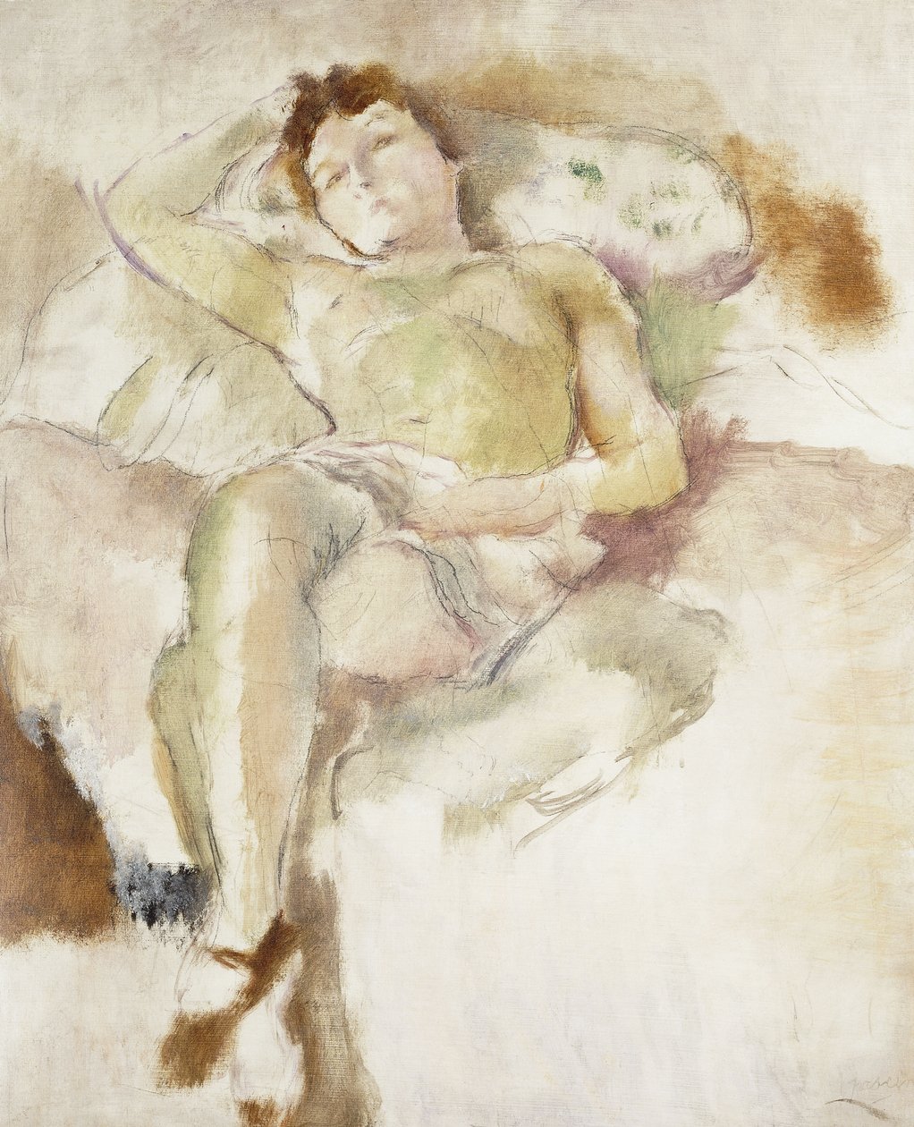 Bobette Deitada; Bobette Allongee, 1927 de Jules Pascin