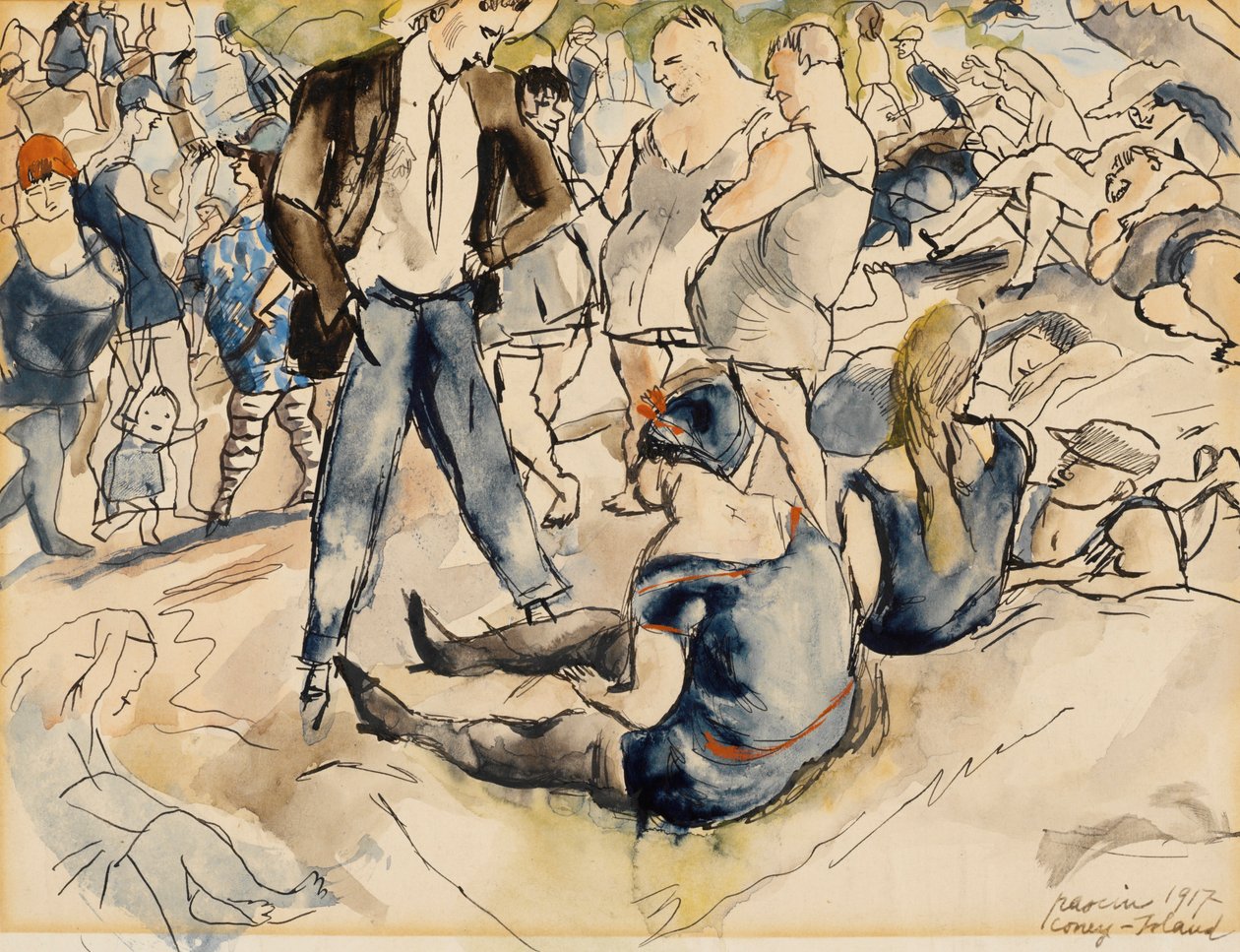 Números na Praia, Coney Island de Jules Pascin