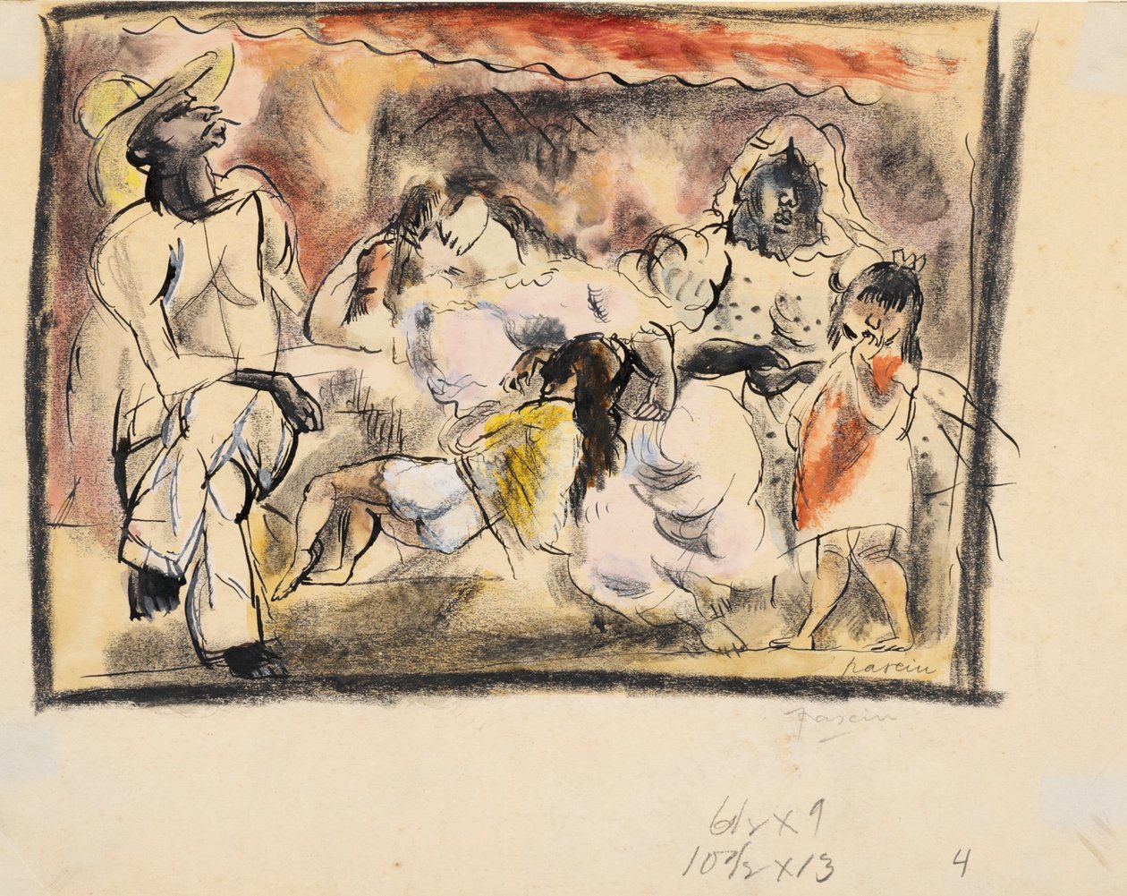 Homem, duas mulheres, duas crianças de Jules Pascin