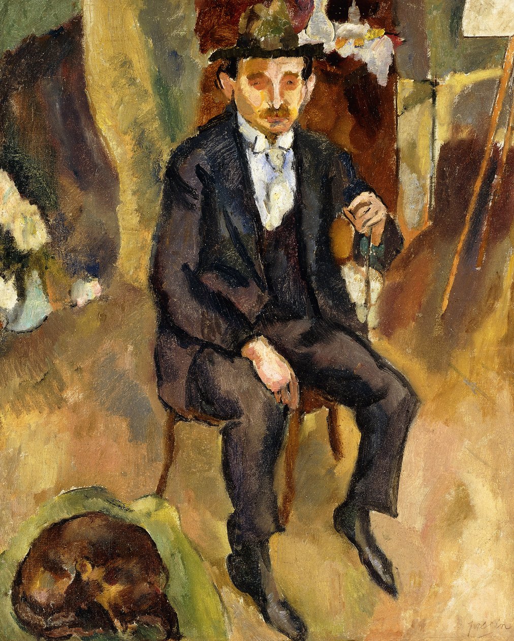 Homem e cachorro de Jules Pascin