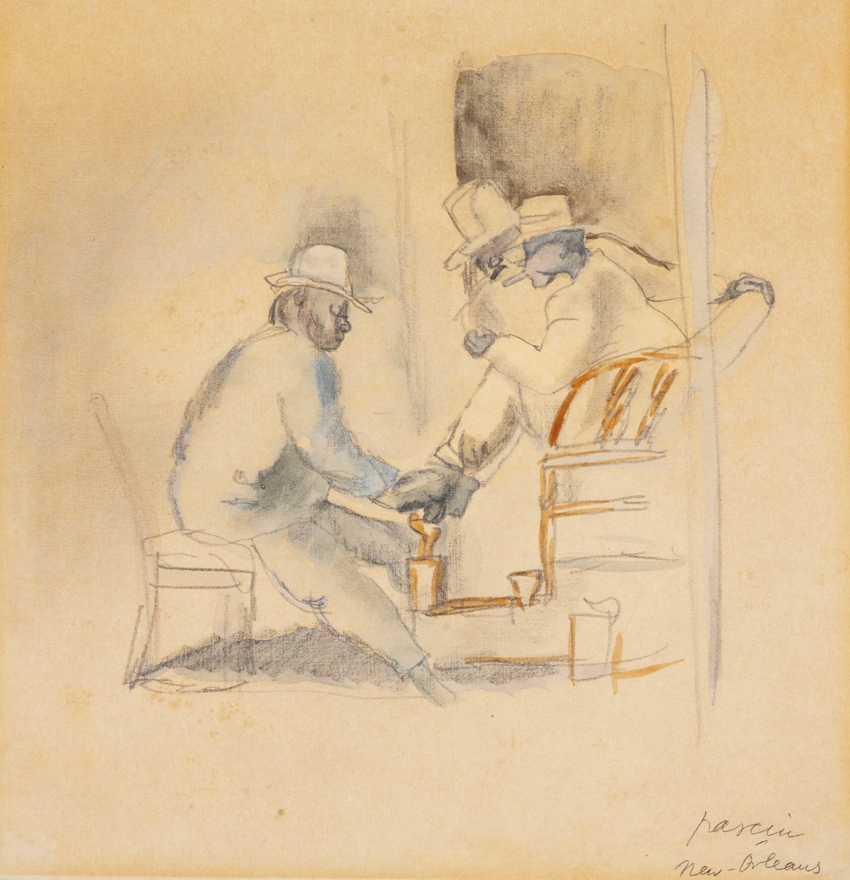 Nova Orleans Shoeshine (wc no papel) de Jules Pascin