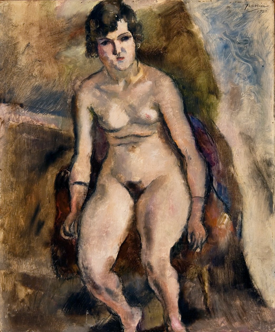 Nu sentado numa cadeira de Jules Pascin