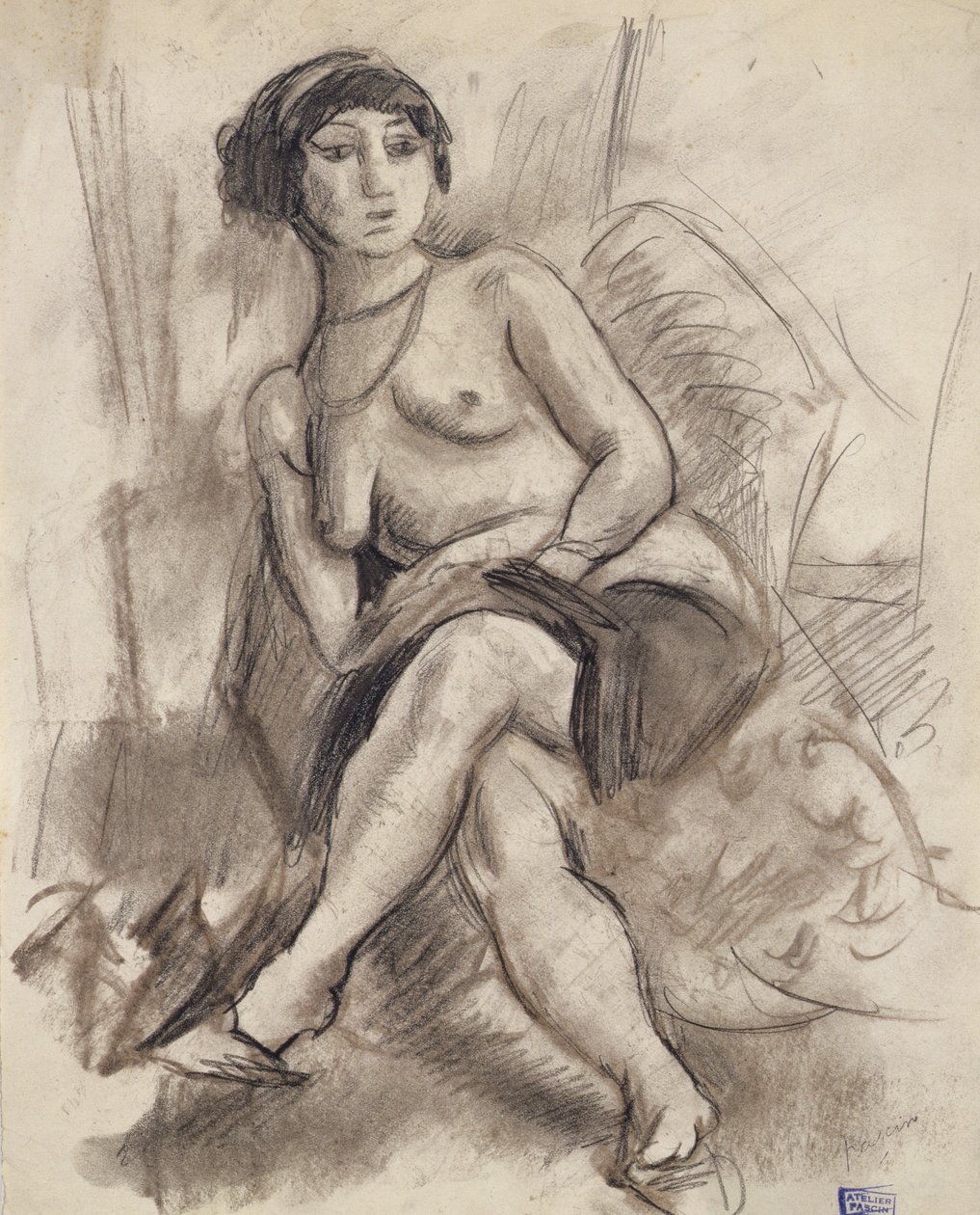 Modelo nu sentado de Jules Pascin