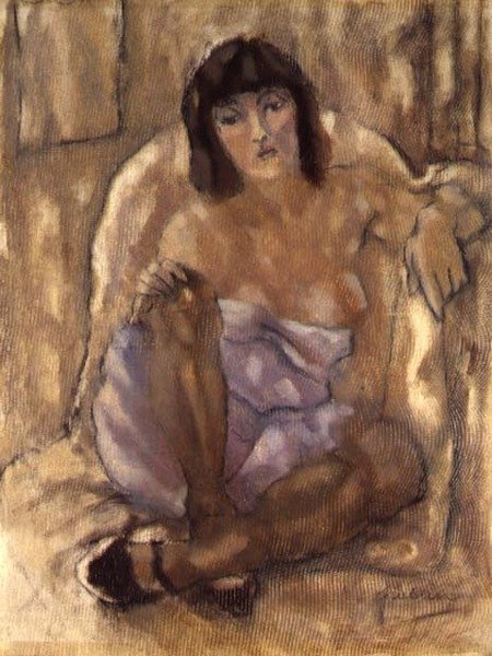 Mulher sentada (óleo sobre tela) de Jules Pascin