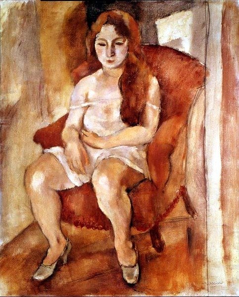 Mulher sentada (óleo sobre tela) de Jules Pascin